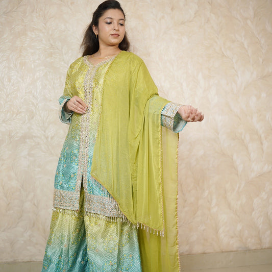Hayat Bandhani Print With Palazzo Suit Set