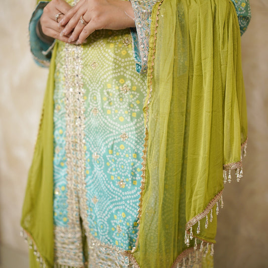 Hayat Bandhani Print With Palazzo Suit Set