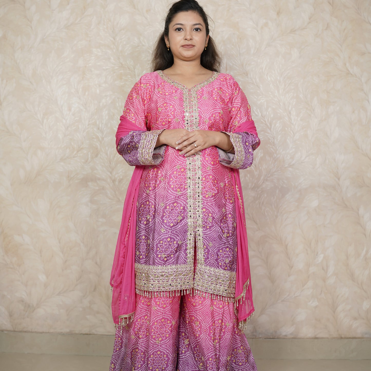 Hayat Bandhani Print With Palazzo Suit Set