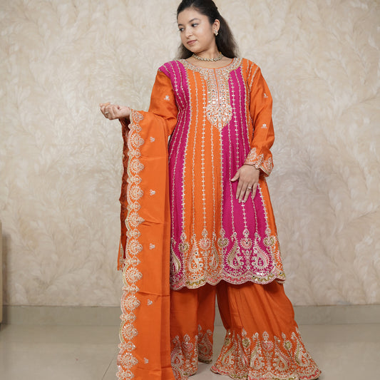 Mehfil Anarkali Palazzo Suit Set