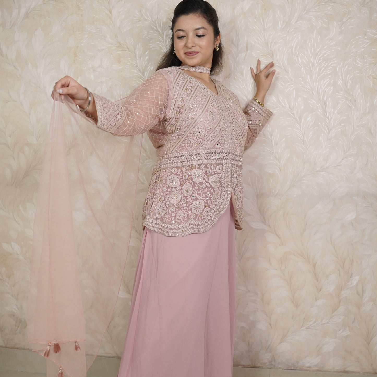 Peplum With Wide Palazzo Pant